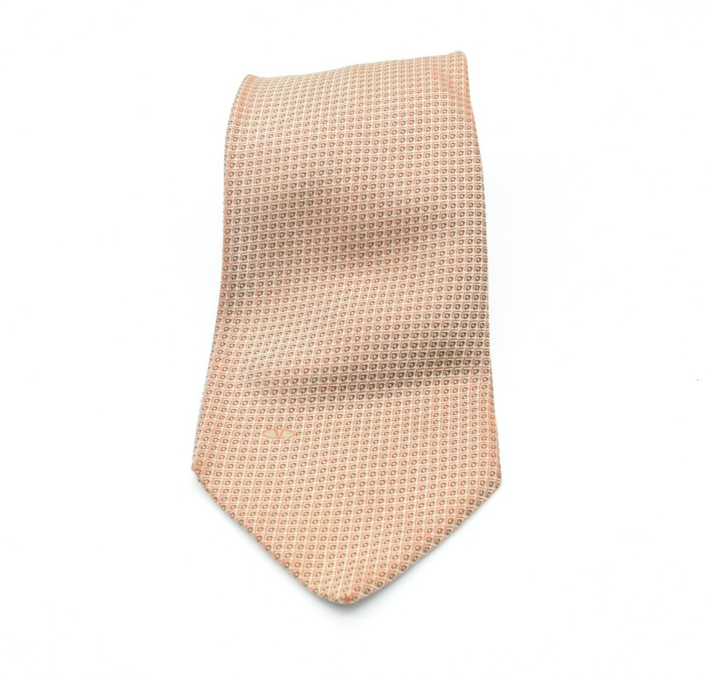Valentino Neck Tie Mens Beige Brown Geometric 100% Silk Classic Italy